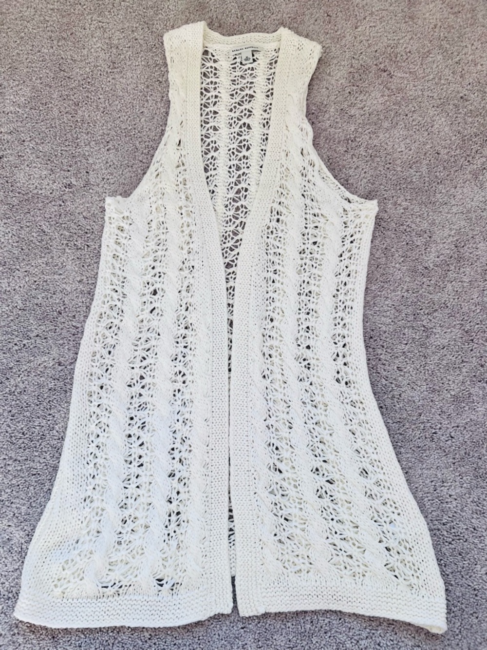 Banana Republic Women’s boho Open Knit Swim Cover-Up Vest - off white M